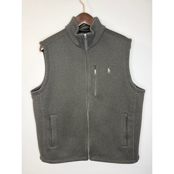 Polo Ralph Lauren Double-Knit Fleece Mockneck Vest Black Men Sz L - Picture 9 of 10
